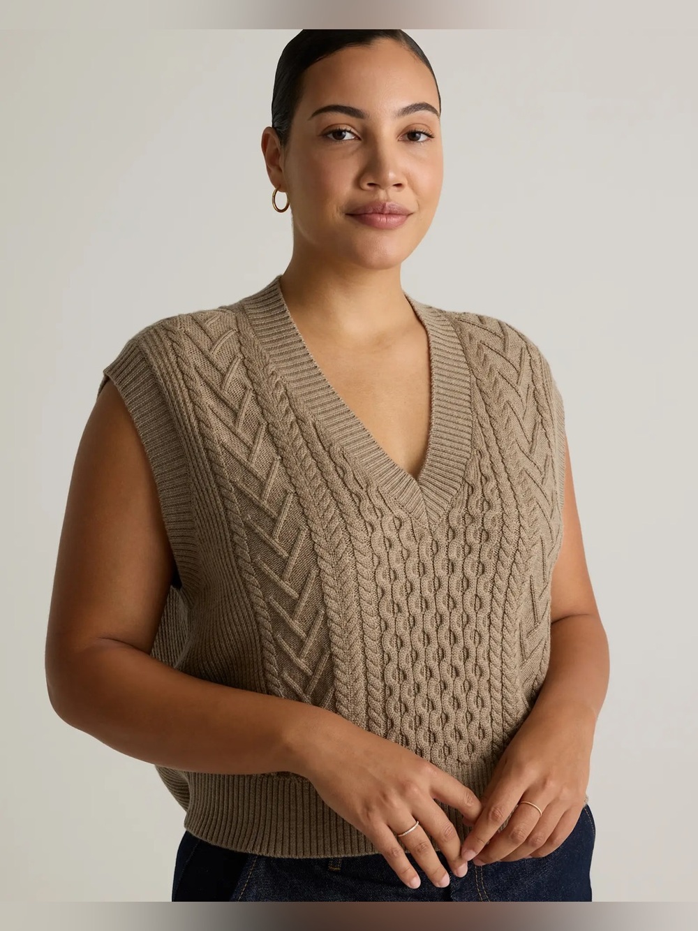 QUINCE $318 Australian Merino Wool Cable Sweater Vest XL Sustainable NEW #095